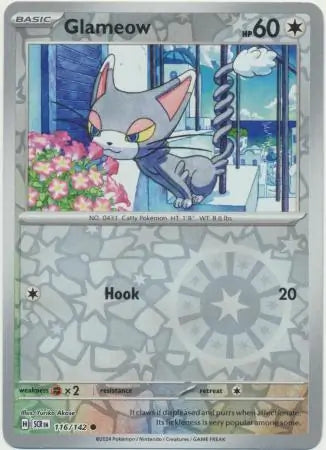 116/142 Glameow Reverse Holo Stellar Crown Pokémon Card