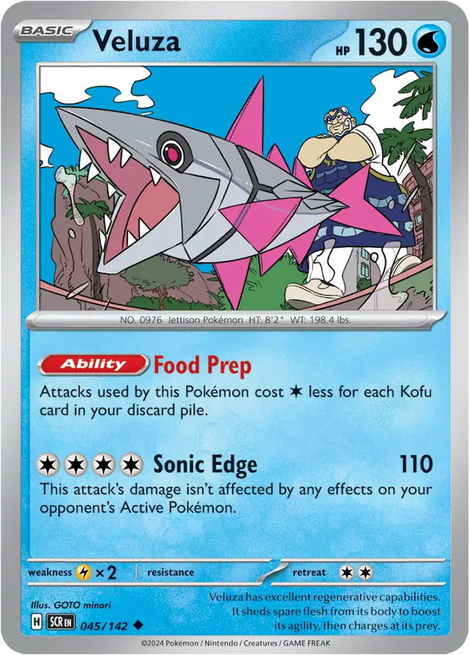 045/142 Veluza Stellar Crown Pokémon Card
