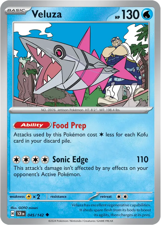 045/142 Veluza Stellar Crown Pokémon Card