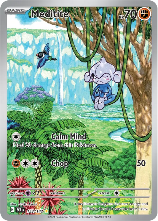 153/142 Meditite Stellar Crown Pokémon Card