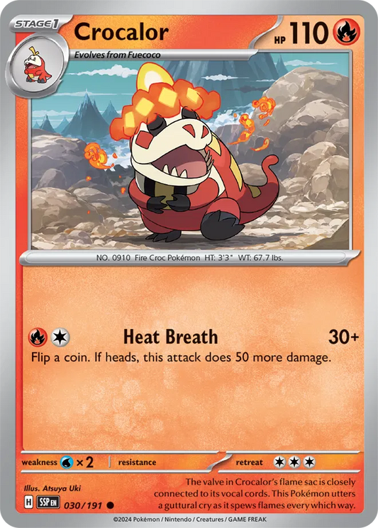030/191 Crocalor Surging Sparks Pokémon Card