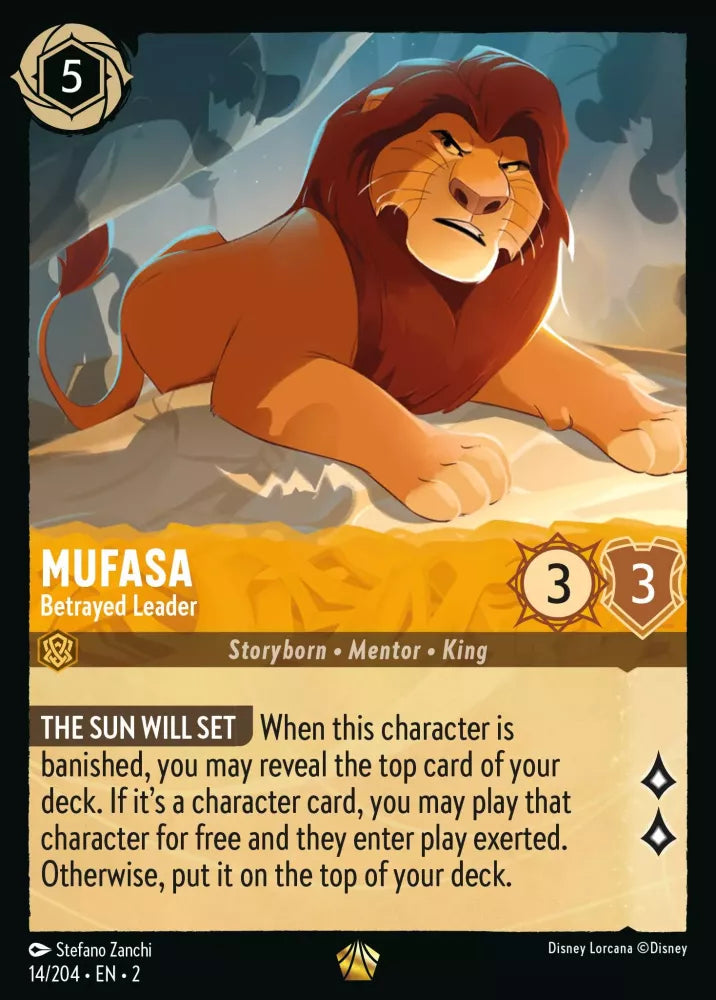 014/204 Mufasa - Betrayed Leader Disney Lorcana Rise Of The Floodborn Card