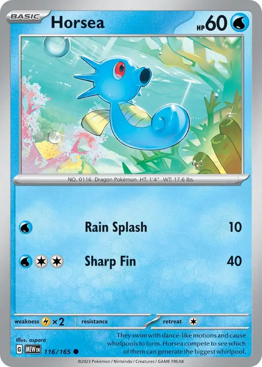116/165 Horsea 151 Pokémon Card