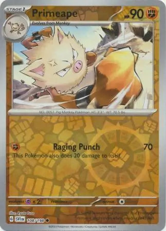 108/198 Primeape Reverse Holo Scarlet & Violet Base Set Pokémon Card