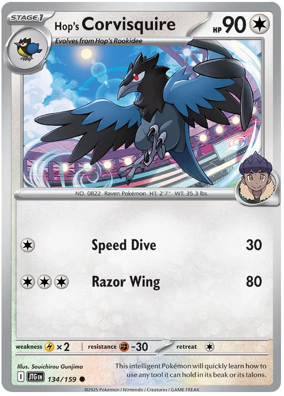 134/159 Hop's Corvisquire Journey Together Pokémon Card
