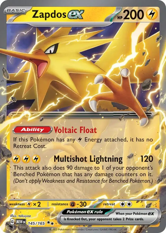 145/165 Zapdos ex 151 Pokémon Card