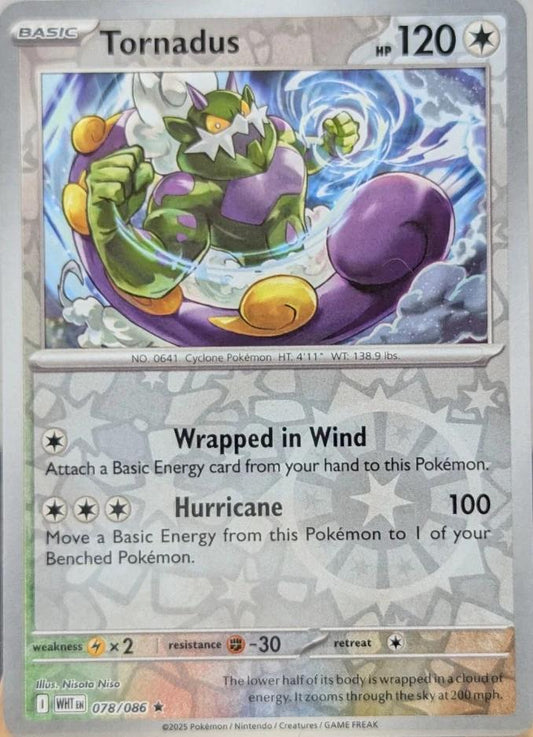 078/086 Tornadus Reverse Holo White Flare Pokémon Card