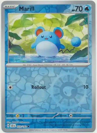 033/142 Marill Reverse Holo Stellar Crown Pokémon Card