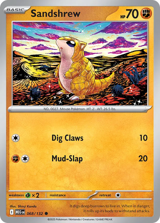068/132 Sandshrew Mega Evolution Pokémon Card