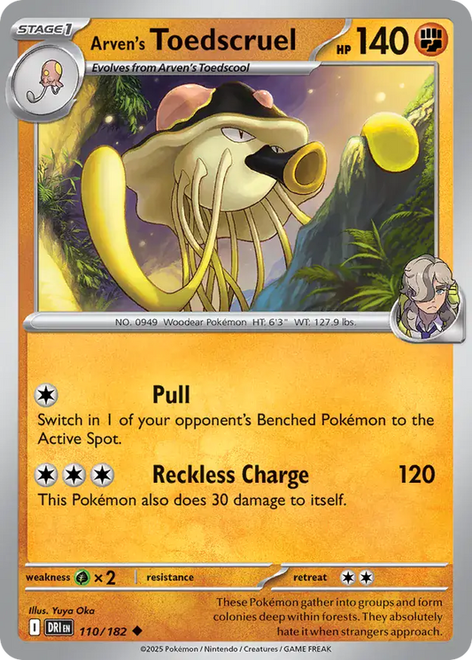 110/182 Arven's Toedscruel Destined Rivals Pokémon Card