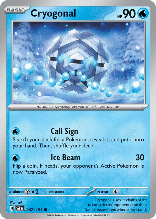 047/191 Cryogonal Surging Sparks Pokémon Card