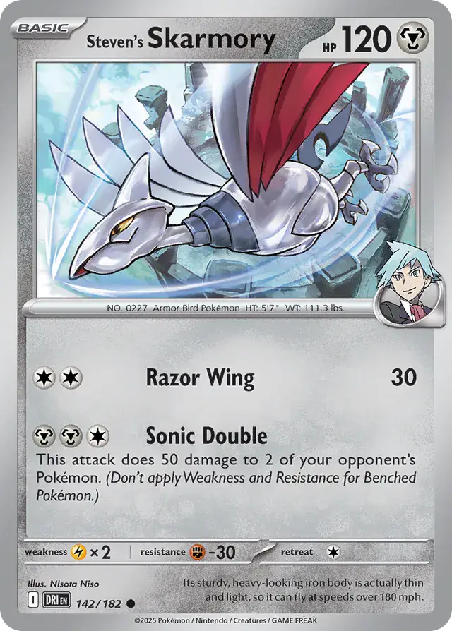 142/182 Steven's Skarmory Destined Rivals Pokémon Card