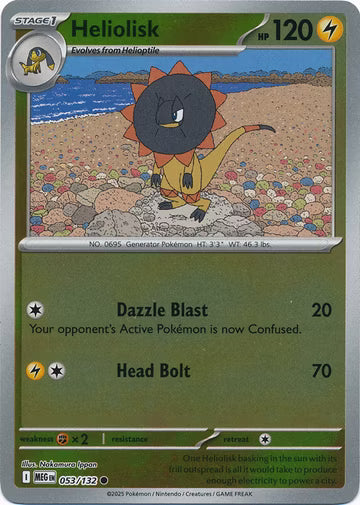 053/132 Heliolisk Reverse Holo Mega Evolution Pokémon Card