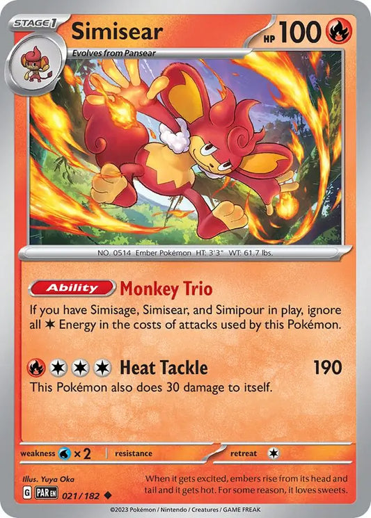 021/182 Simisear Paradox Rift Pokémon Card