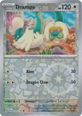 130/159 Drampa Reverse Holo Journey Together Pokémon Card