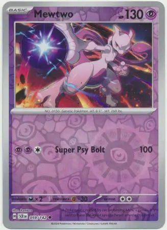 059/142 Mewtwo Reverse Holo Stellar Crown Pokémon Card