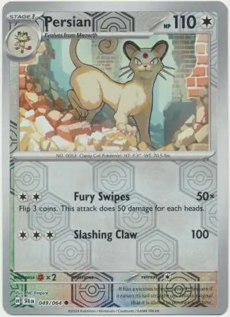 049/064 Persian Reverse Holo Shrouded Fable Pokémon Card
