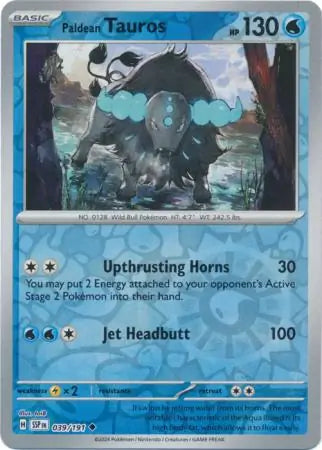 039/191 Paldean Tauros Reverse Holo Surging Sparks Pokémon Card