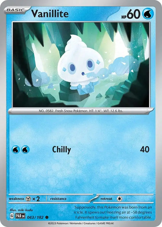 043/182 Vanillite Paradox Rift Pokémon Card