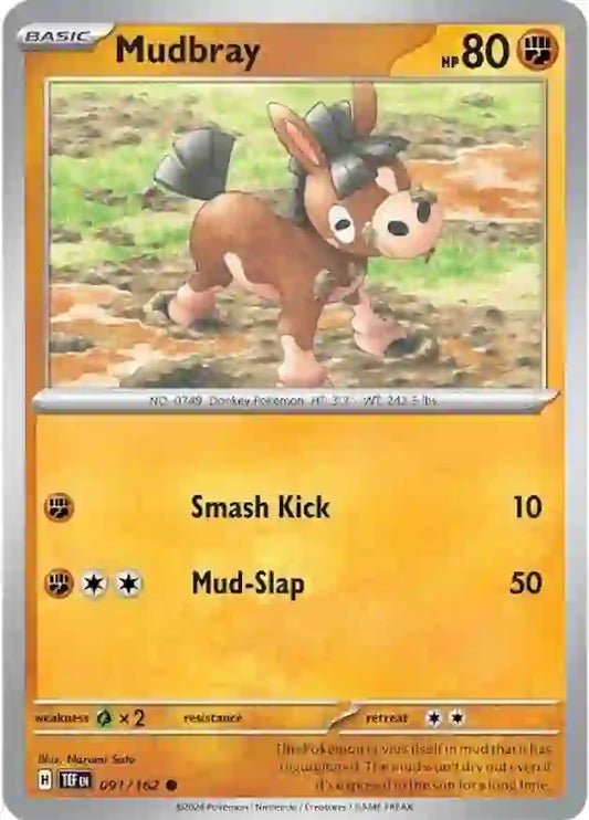 091/162 Mudbray Scarlet & Violet Temporal Forces Pokémon Card