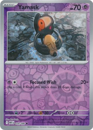 039/086 Yamask Reverse Holo White Flare Pokémon Card
