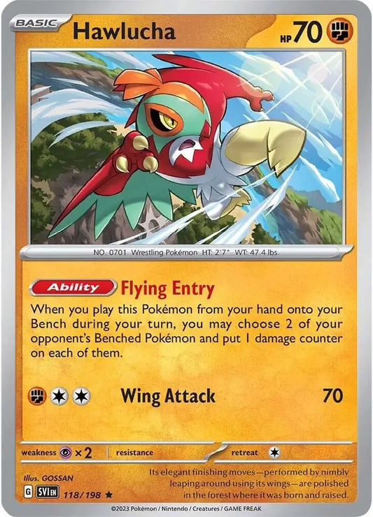 118/198 Hawlucha Scarlet & Violet Base Set Pokémon Card