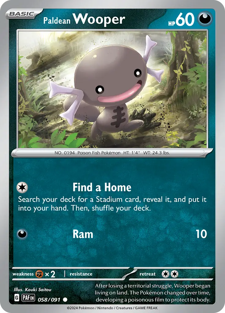058/091 Paldean Wooper Paldean Fates Pokémon Card