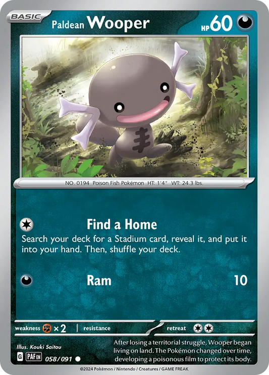 058/091 Paldean Wooper Paldean Fates Pokémon Card
