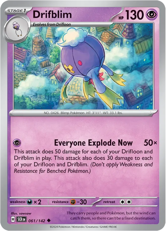 061/142 Drifblim Stellar Crown Pokémon Card