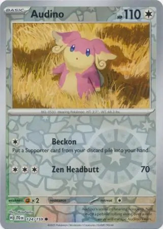 124/159 Audino Reverse Holo Journey Together Pokémon Card