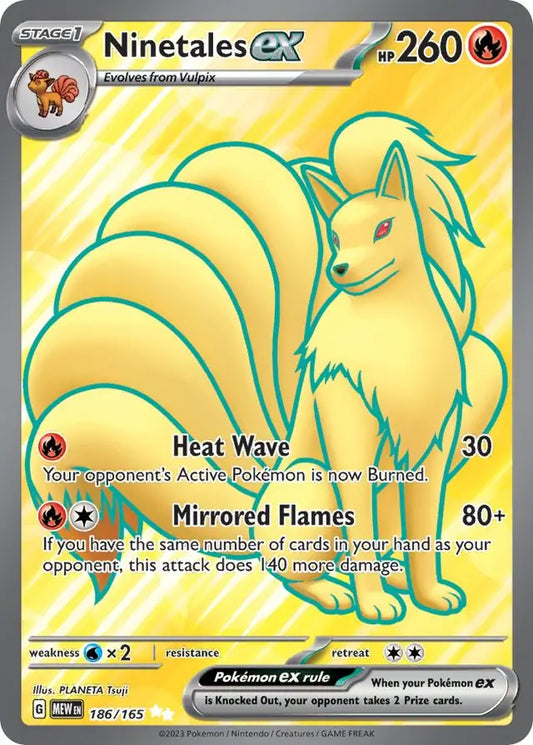 186/165 Ninetales ex 151 Pokémon Card