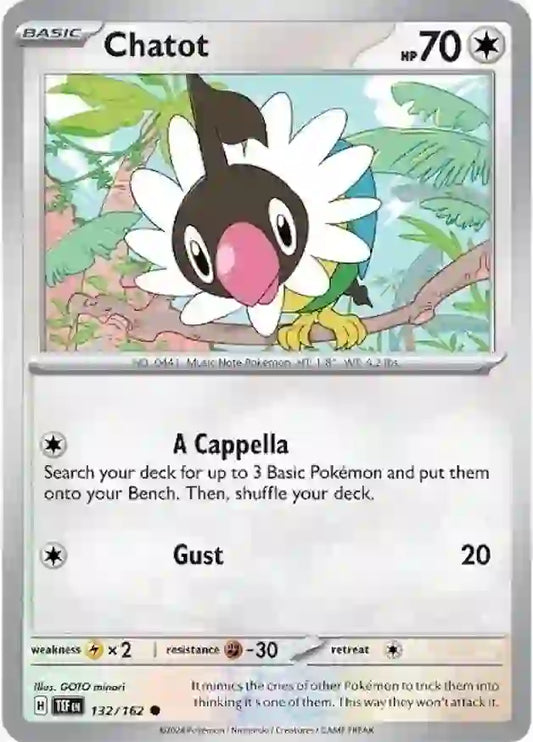 132/162 Chatot Scarlet & Violet Temporal Forces Pokémon Card