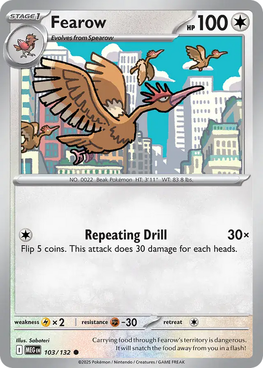 103/132 Fearow Mega Evolution Pokémon Card