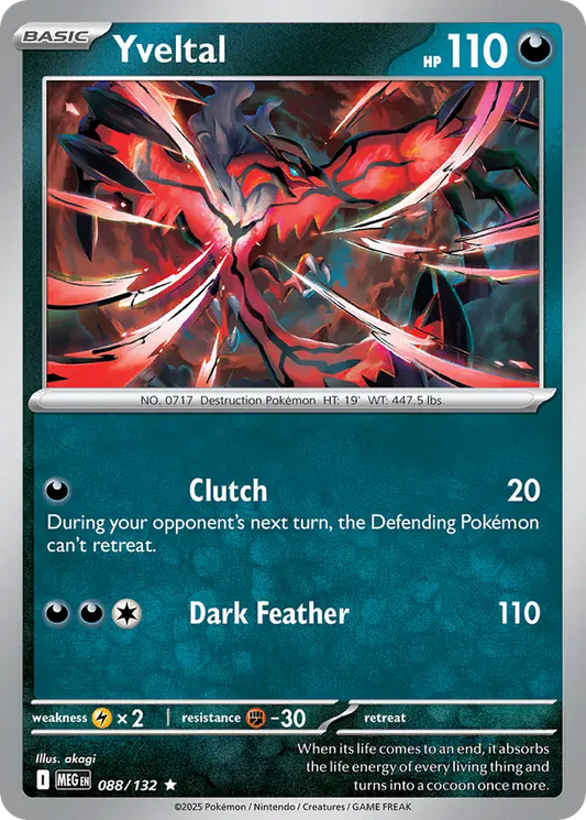 088/132 Yveltal Mega Evolution Pokémon Card