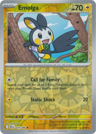 029/086 Emolga Reverse Holo Black Bolt Pokémon Card