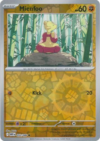 052/086 Mienfoo Reverse Holo White Flare Pokémon Card