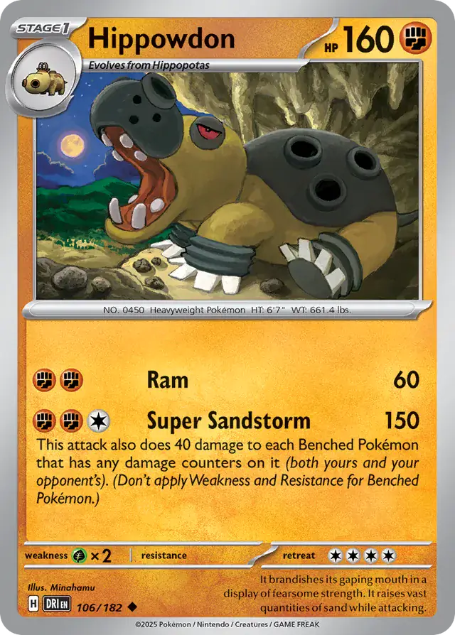 106/182 Hippowdon Destined Rivals Pokémon Card
