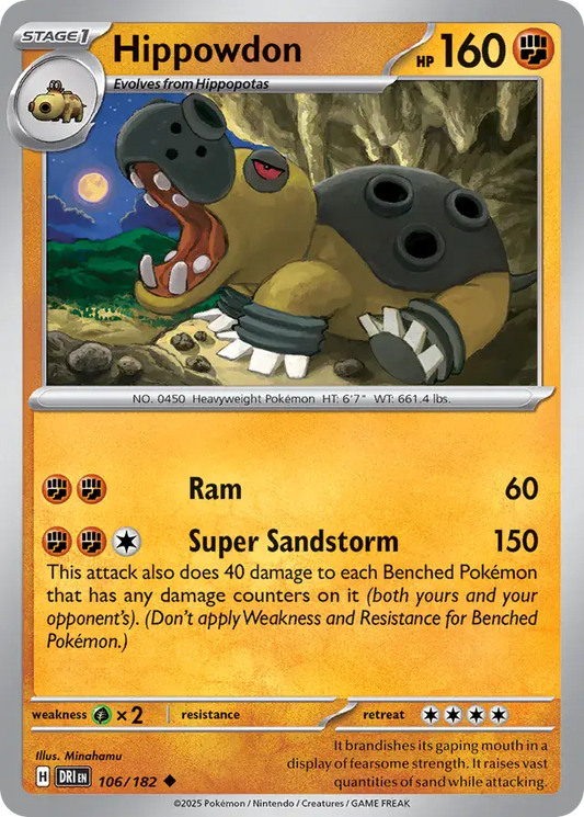 106/182 Hippowdon Destined Rivals Pokémon Card