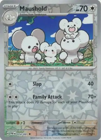 074/091 Maushold Reverse Holo Paldean Fates Pokémon Card