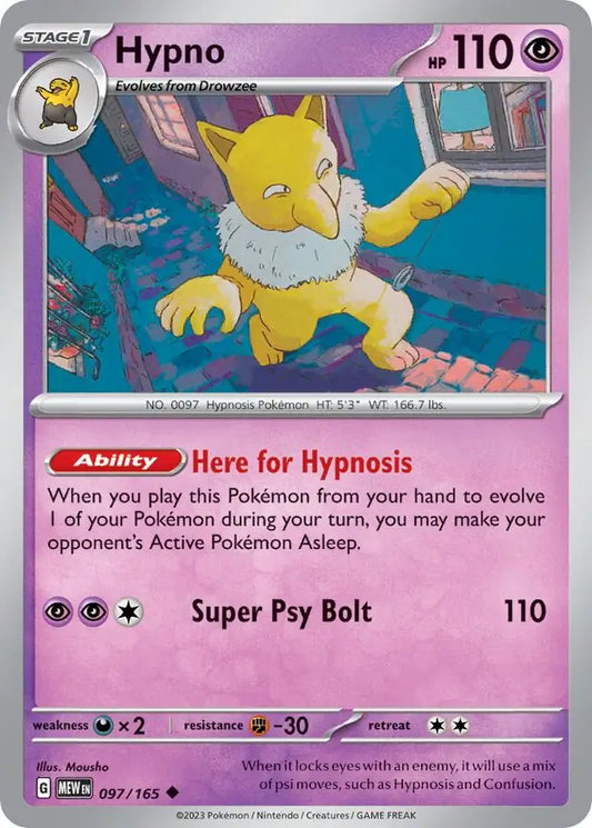 097/165 Hypno 151 Pokémon Card
