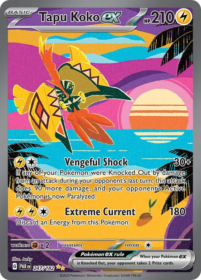 247/182 Tapu Koko ex Paradox Rift Pokémon Card