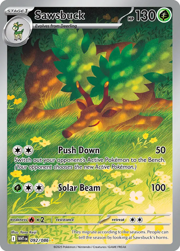 092/086 Sawsbuck White Flare Pokémon Card