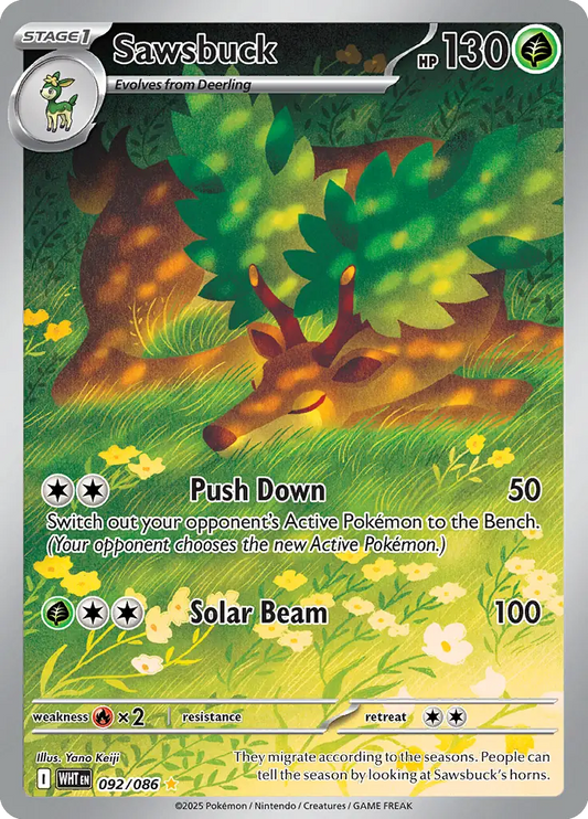 092/086 Sawsbuck White Flare Pokémon Card