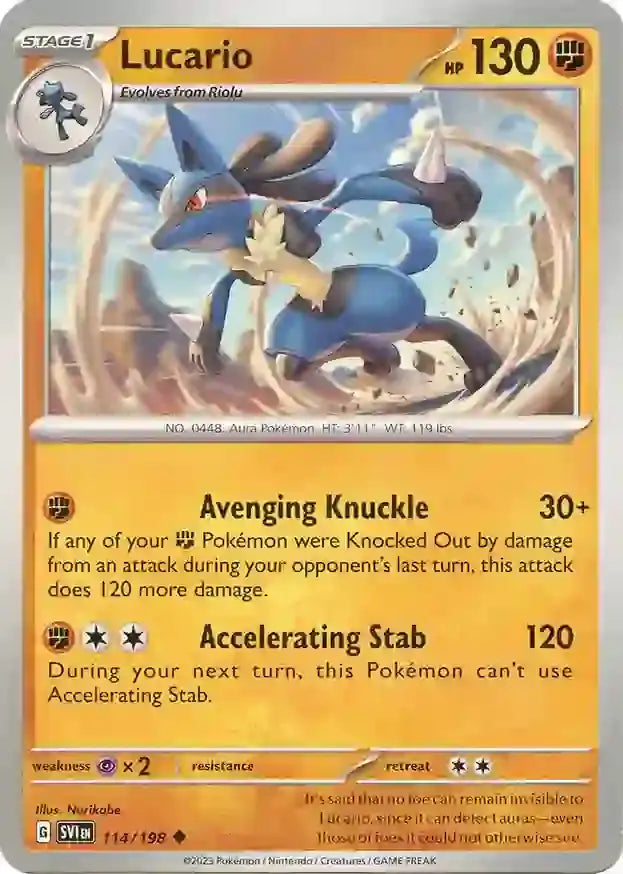 114/198 Lucario Scarlet & Violet Base Set Pokémon Card