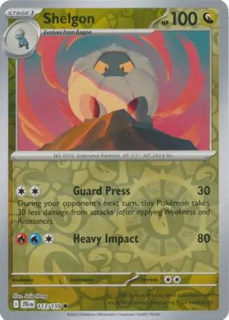 113/159 Shelgon Reverse Holo Journey Together Pokémon Card