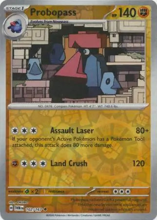 102/167 Probopass Reverse Holo Twilight Masquerade Pokémon Card
