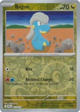 112/159 Bagon Reverse Holo Journey Together Pokémon Card